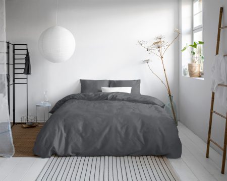 Primaviera Deluxe Uni Satijn Dekbedovertrek Antraciet 140 x 200/220 cm