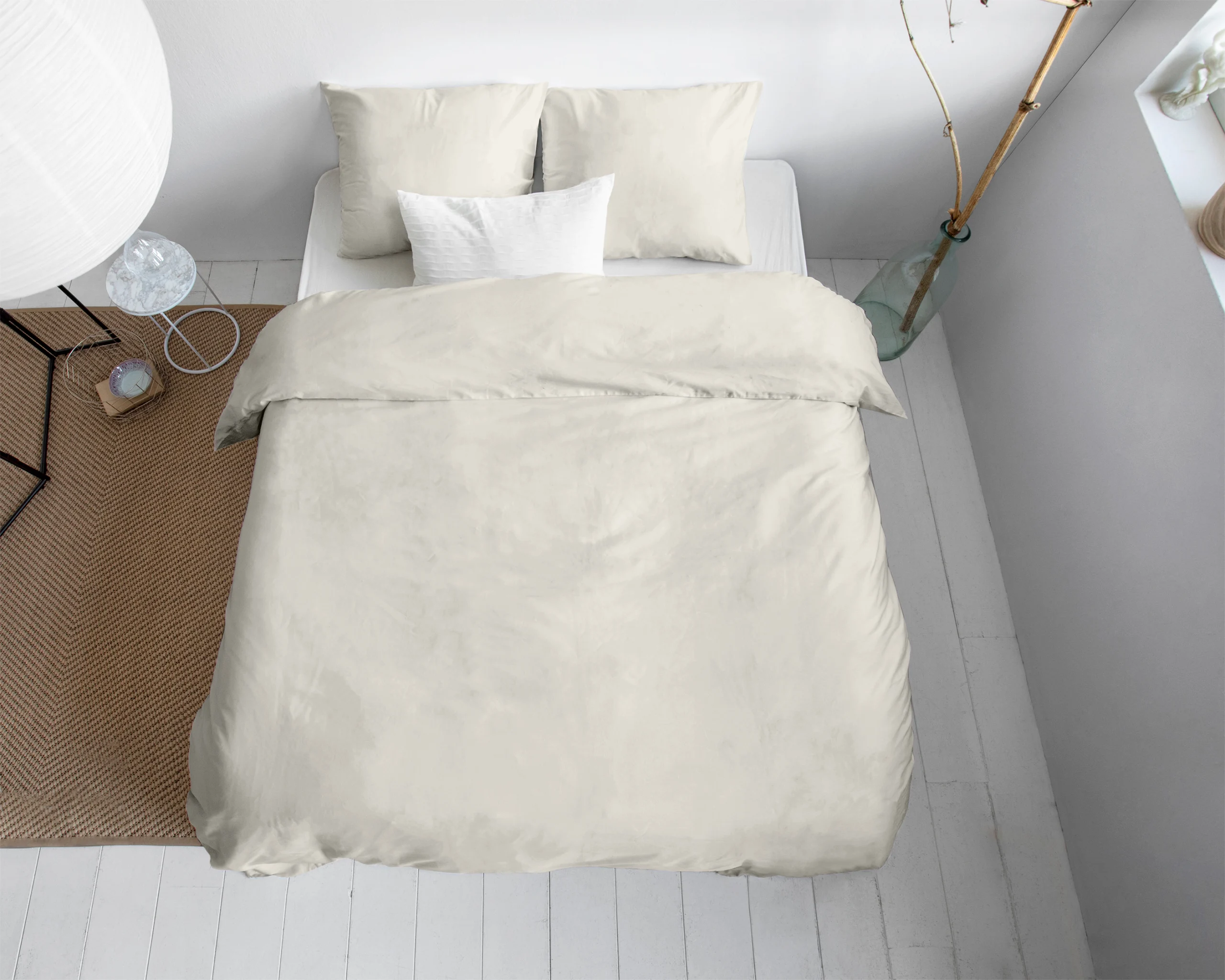 Primaviera Deluxe Uni Satijn Dekbedovertrek Creme 140 x 200/220 cm - Afbeelding 3