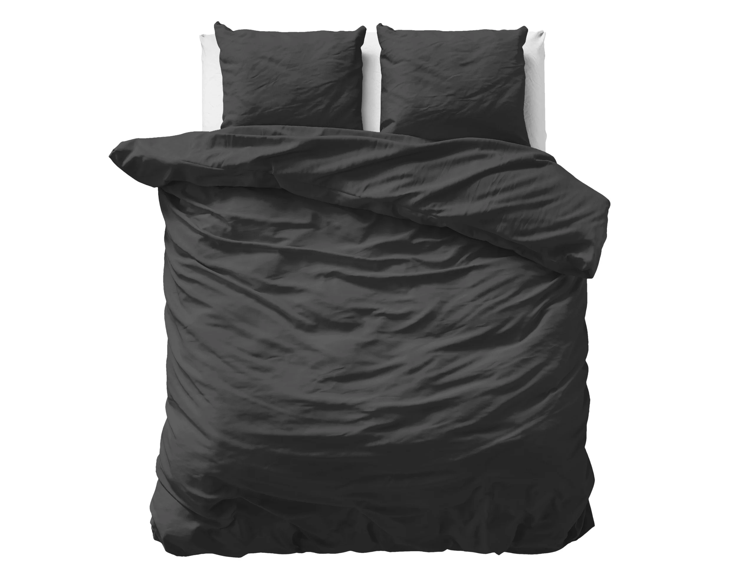 Primaviera Deluxe Uni Satijn Dekbedovertrek Zwart 200 x 200/220 cm - Afbeelding 2