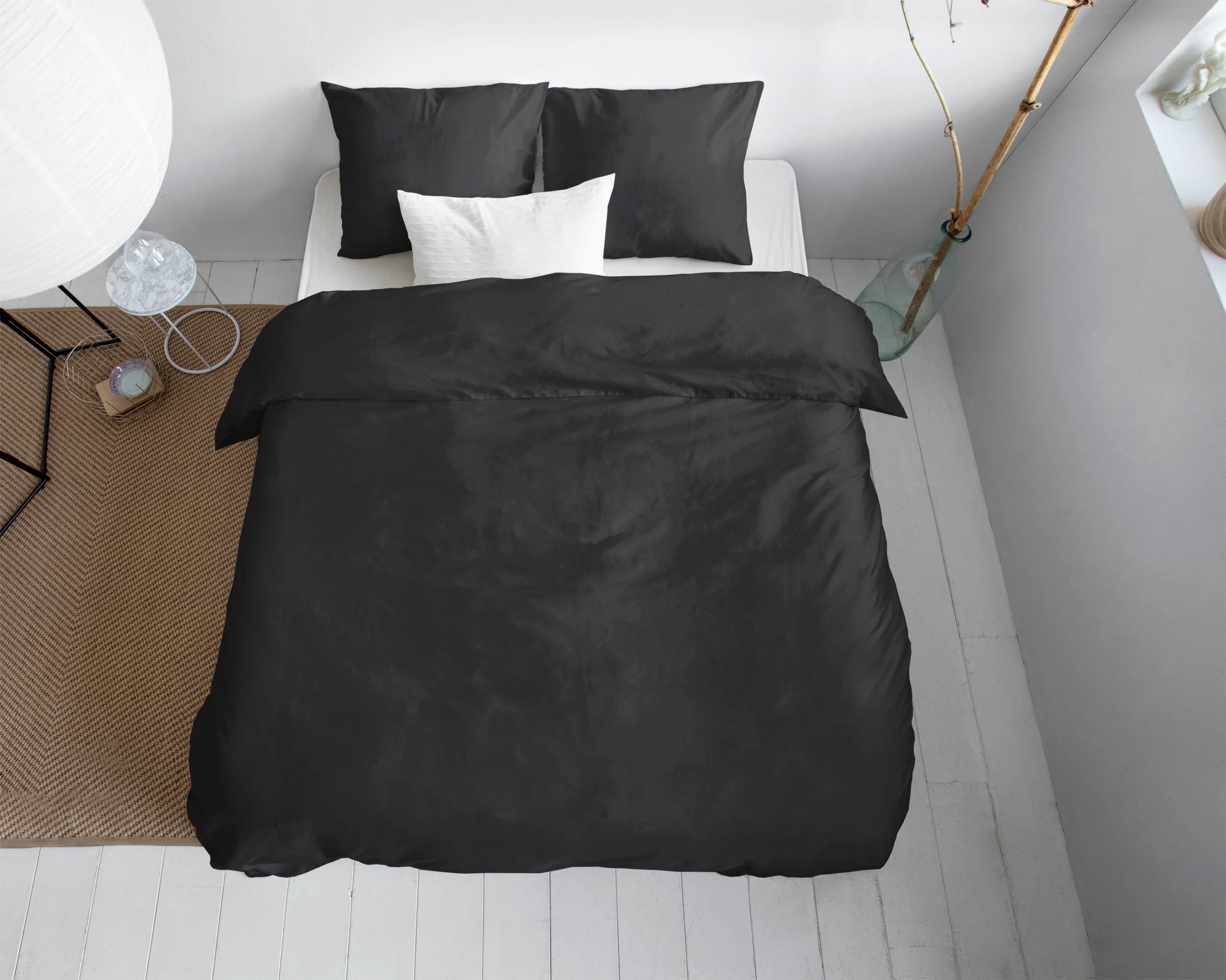 Primaviera Deluxe Uni Satijn Dekbedovertrek Zwart 200 x 200/220 cm - Afbeelding 3