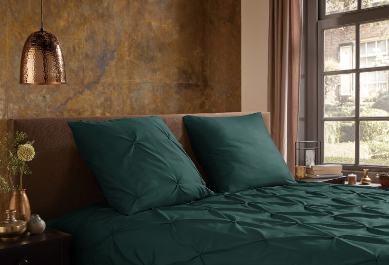 Pure Dekbedovertrek "luxe stiksel plooien" - Groen - (240x200/220 cm) - Microfiber - Afbeelding 3
