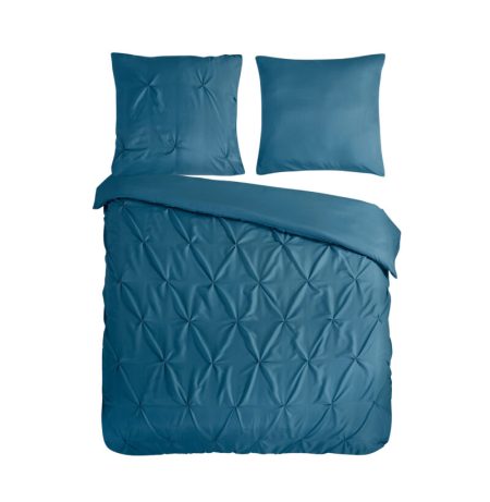 Pure Dekbedovertrek "luxe stiksel plooien" - Petrol - (200x200/220 cm) - Microfiber