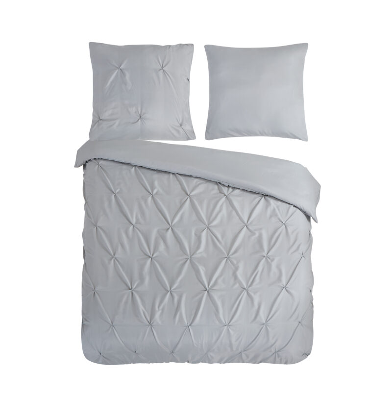 Pure Dekbedovertrek "luxe stiksel plooien" - Zilver - (200x200/220 cm) - Microfiber