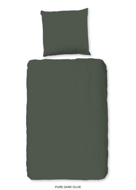 Pure Dekbedovertrek "uni dessin" - Groen - (135x200 cm) - Microfiber