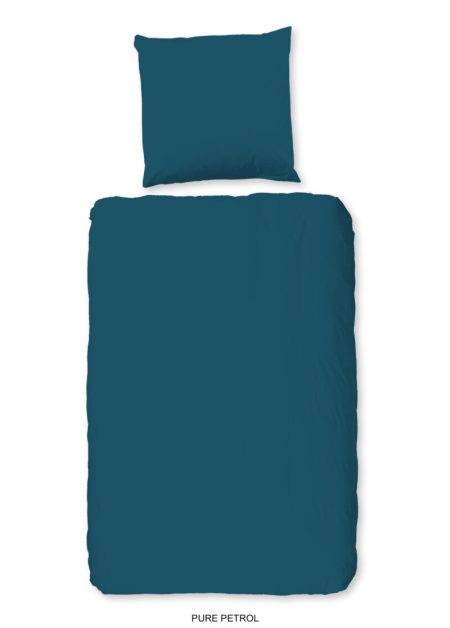 Pure Dekbedovertrek "uni dessin" - Petrol - (135x200 cm) - Microfiber