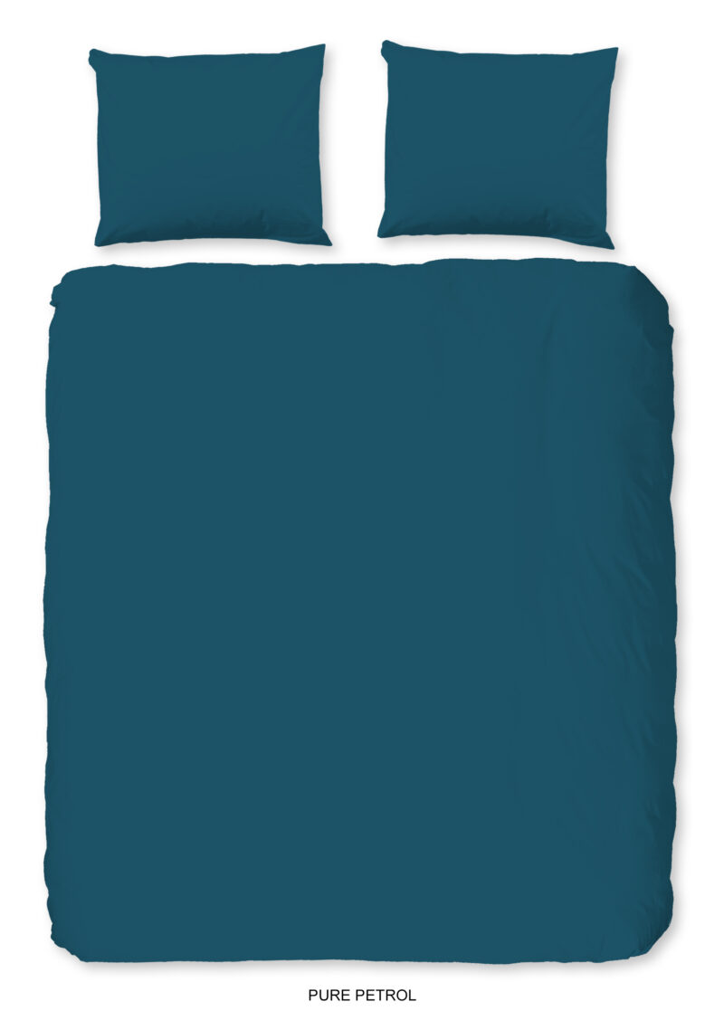Pure Dekbedovertrek "uni dessin" - Petrol - (200x200/220 cm) - Microfiber
