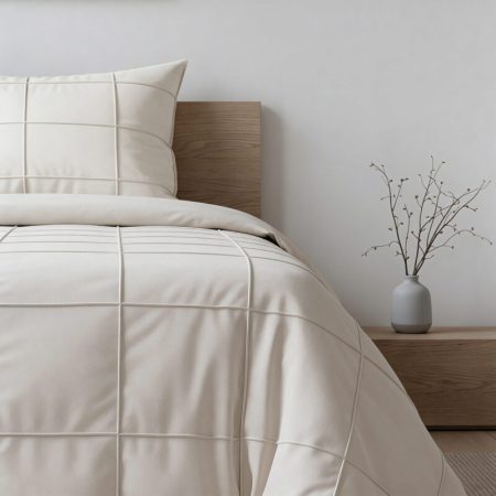 Sleeptime Check Pintuck Beige 140 x 200/220 cm
