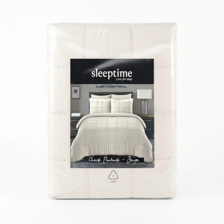 Sleeptime Check Pintuck Beige 240 x 200/220 cm