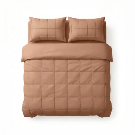 Sleeptime Check Pintuck Mocha Moose 200 x 200/220 cm