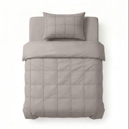 Sleeptime Check Pintuck Taupe/Grijs 140 x 200/220 cm
