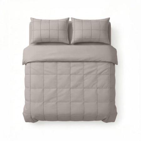 Sleeptime Check Pintuck Taupe/Grijs 200 x 200/220 cm