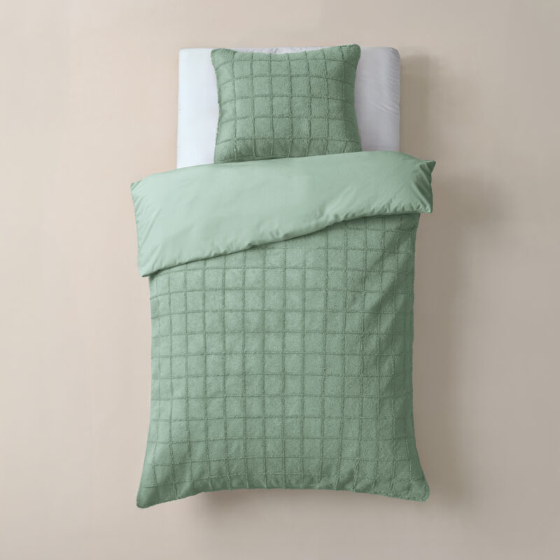 Sleeptime Faux Fur Check Donker Groen 140x200/220 cm - Afbeelding 6