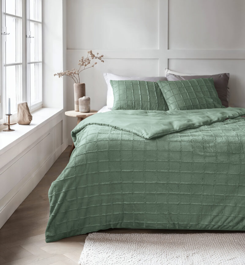 Sleeptime Faux Fur Check Donker Groen 200x200/220 cm - Afbeelding 12