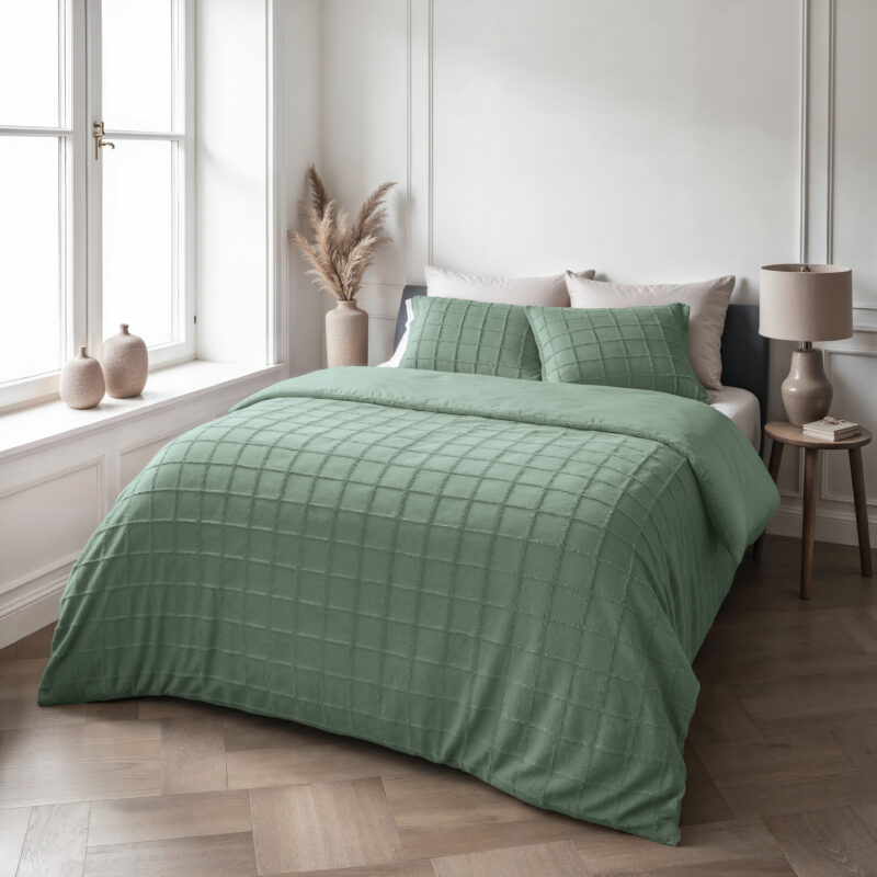 Sleeptime Faux Fur Check Donker Groen 200x200/220 cm - Afbeelding 23