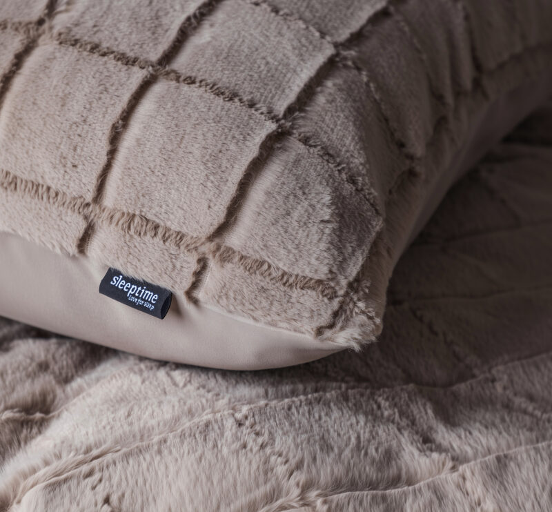 Sleeptime Faux Fur Check Taupe 140x200/220 cm - Afbeelding 19