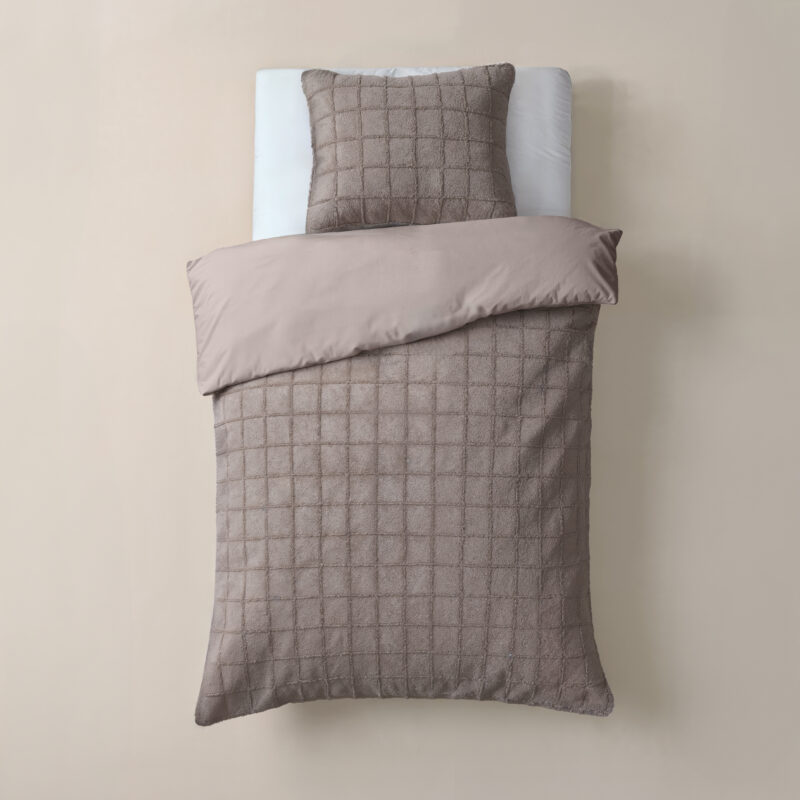 Sleeptime Faux Fur Check Taupe 140x200/220 cm - Afbeelding 16