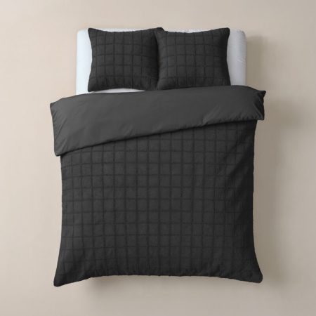 Sleeptime Faux Fur Check Zwart 240x200/220 cm