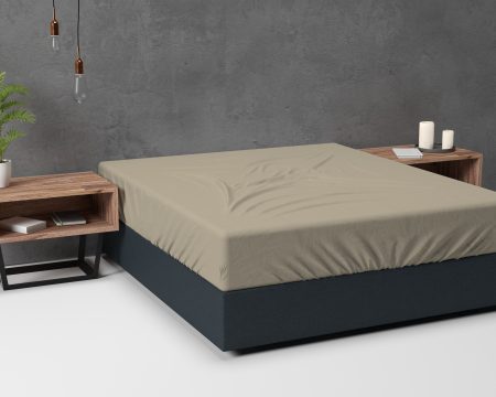 Sleeptime Flanel Basic Hoeslaken Taupe 180 x 200 cm