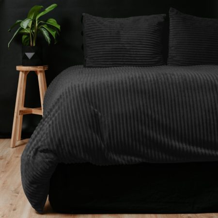 Sleeptime Rib Teddy Zwart 200x200/220 cm