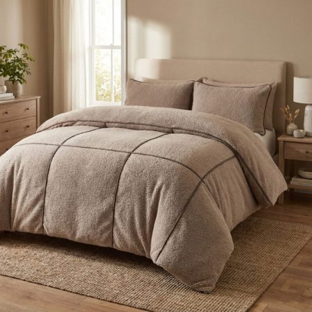 Sleeptime Teddy Trim Taupe 200 x 200/220 cm