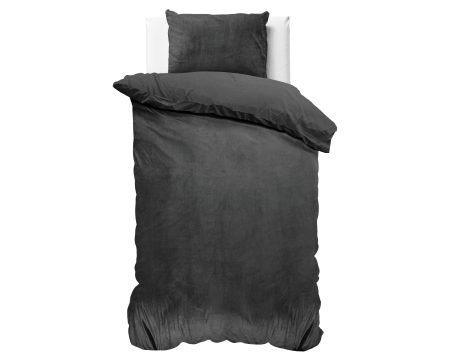 Sleeptime Velvet Uni Dekbedovertrek Antraciet 140 x 220 cm