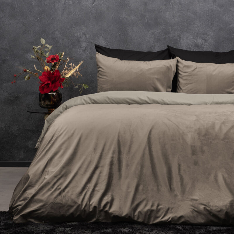 Sleeptime Velvet uni Taupe/Grijs 200 x 200/220 cm - Afbeelding 22