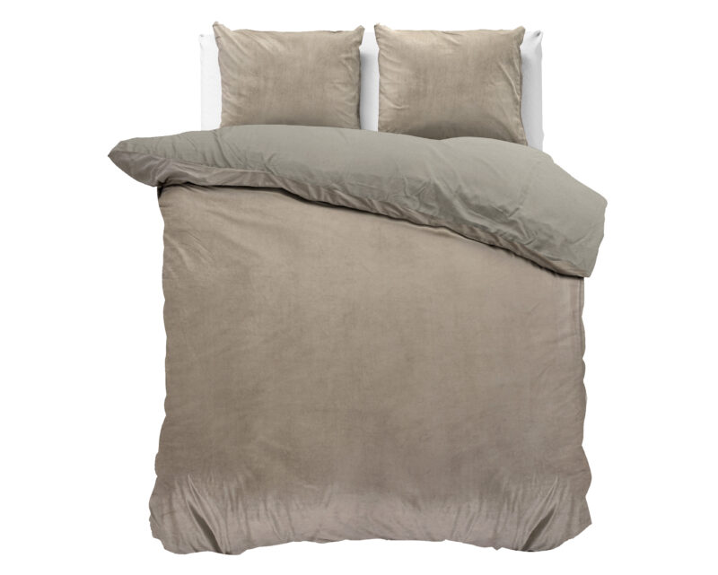 Sleeptime Velvet uni Taupe/Grijs 200 x 200/220 cm - Afbeelding 11