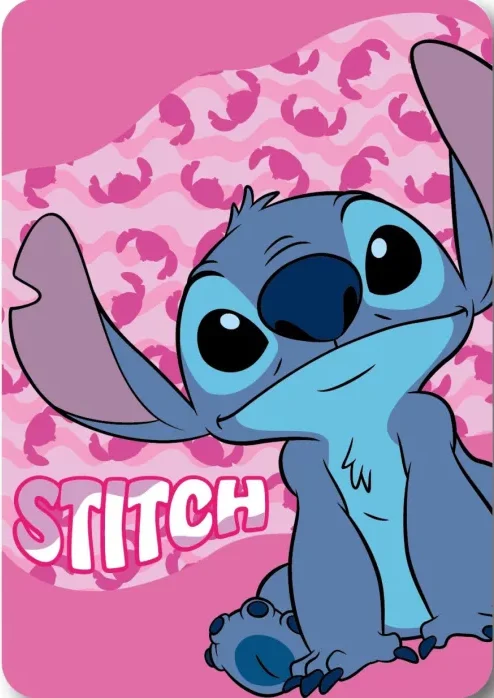 Stitch Pink Wave Fleece deken 100 x 140 cm