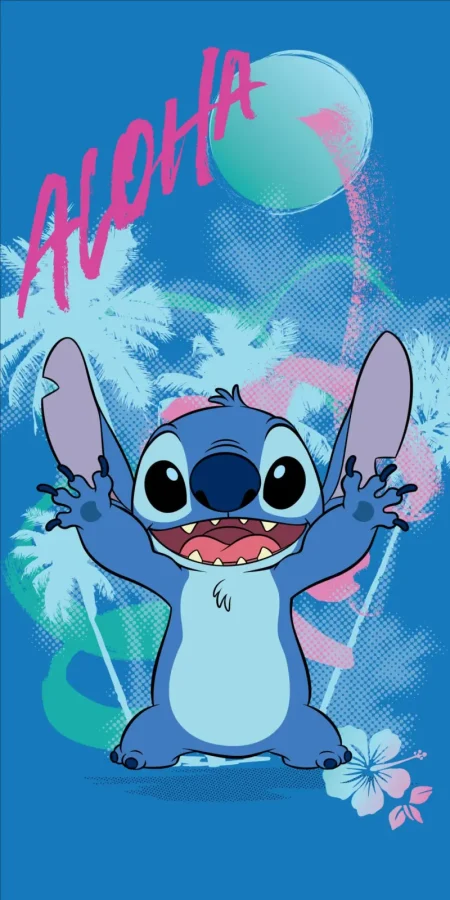 Stitch strandlaken aloha blauw 70 x 140 cm Katoen
