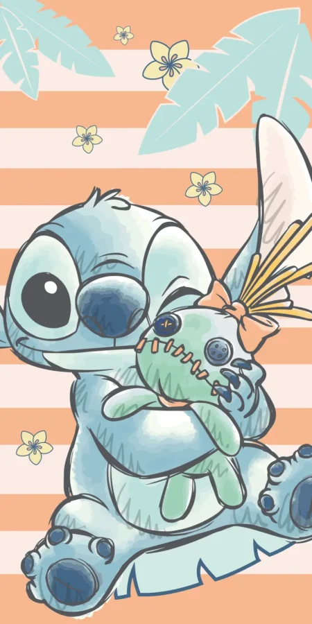 Stitch strandlaken 70 x 140 cm oranje