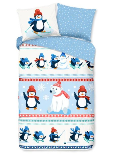 Good Morning Kinderdekbedovertrek "pinguins" - Multi - (135x200 cm) - Katoen Flanel