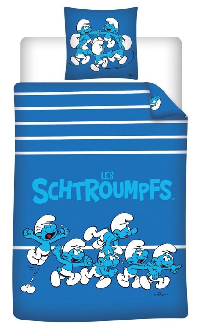 Smurfen dekbedovertrek katoen 140 x 200 cm 63x63cm