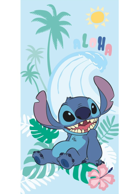 Stitch strandlaken blauw Aloha 70 x 140 cm Katoen