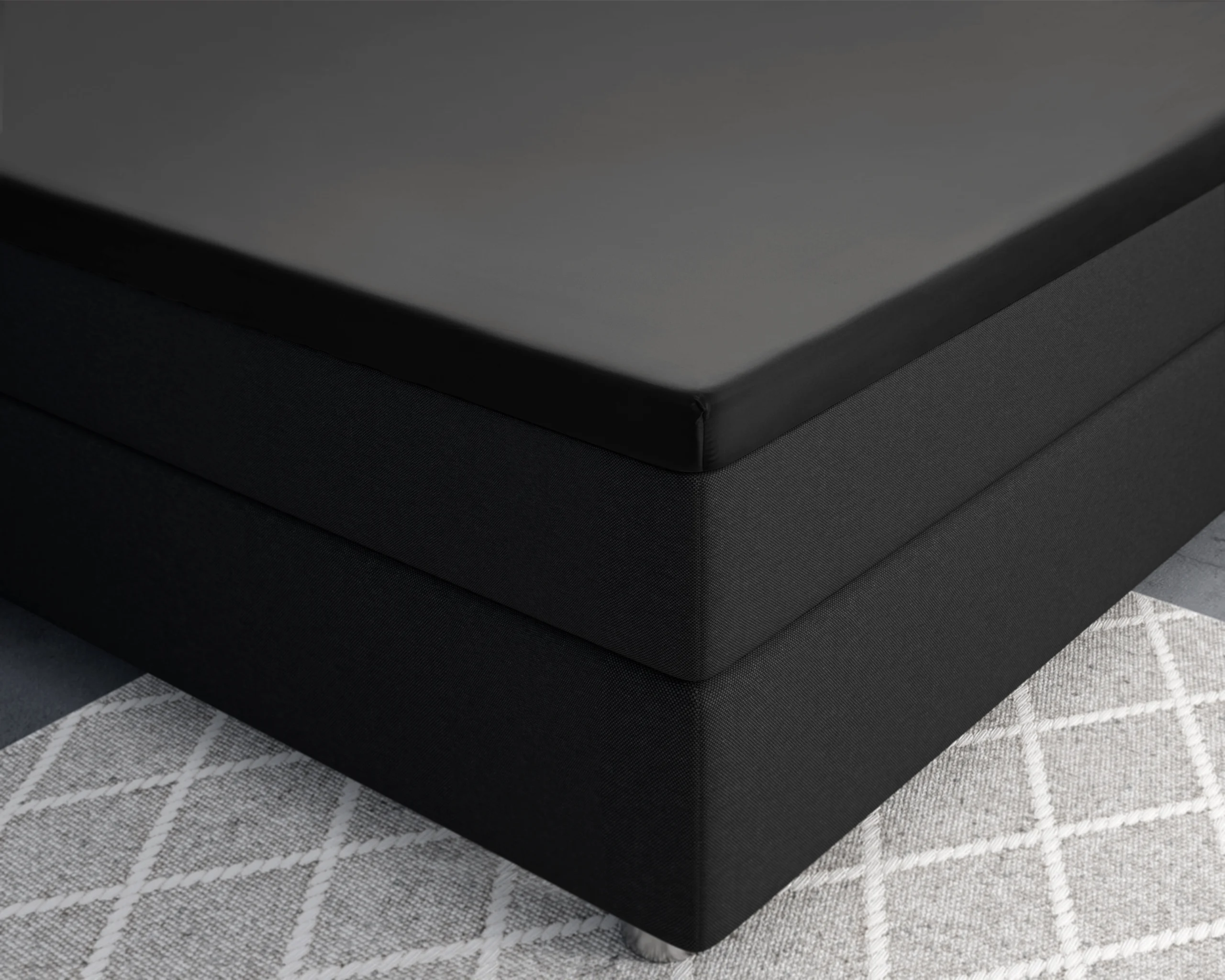 Primaviera Deluxe Splittopper Satijn Hoeslaken Zwart 180 x 220 cm - Afbeelding 3