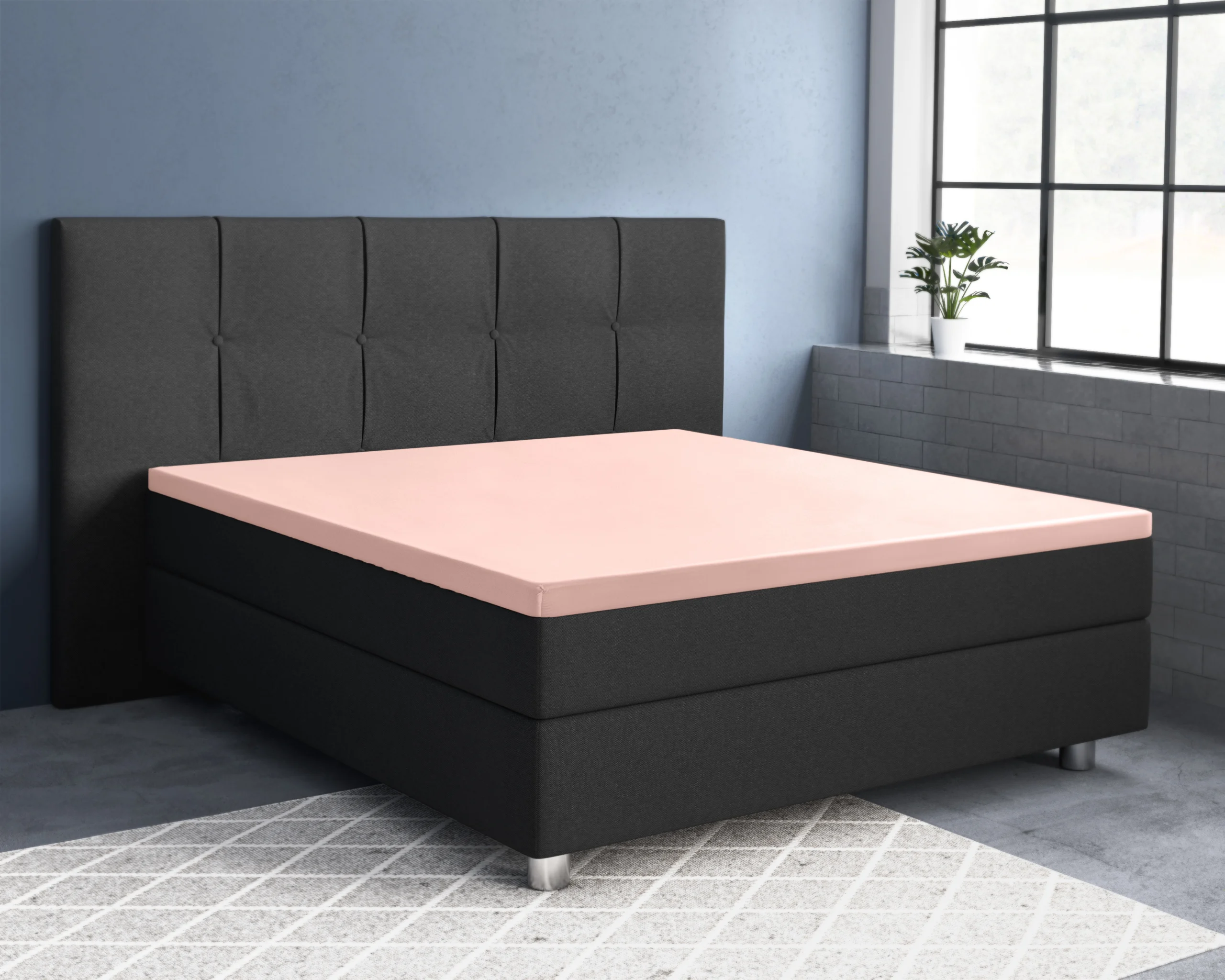 Primaviera Deluxe Topper Satijn Hoeslaken Roze 180 x 200 cm