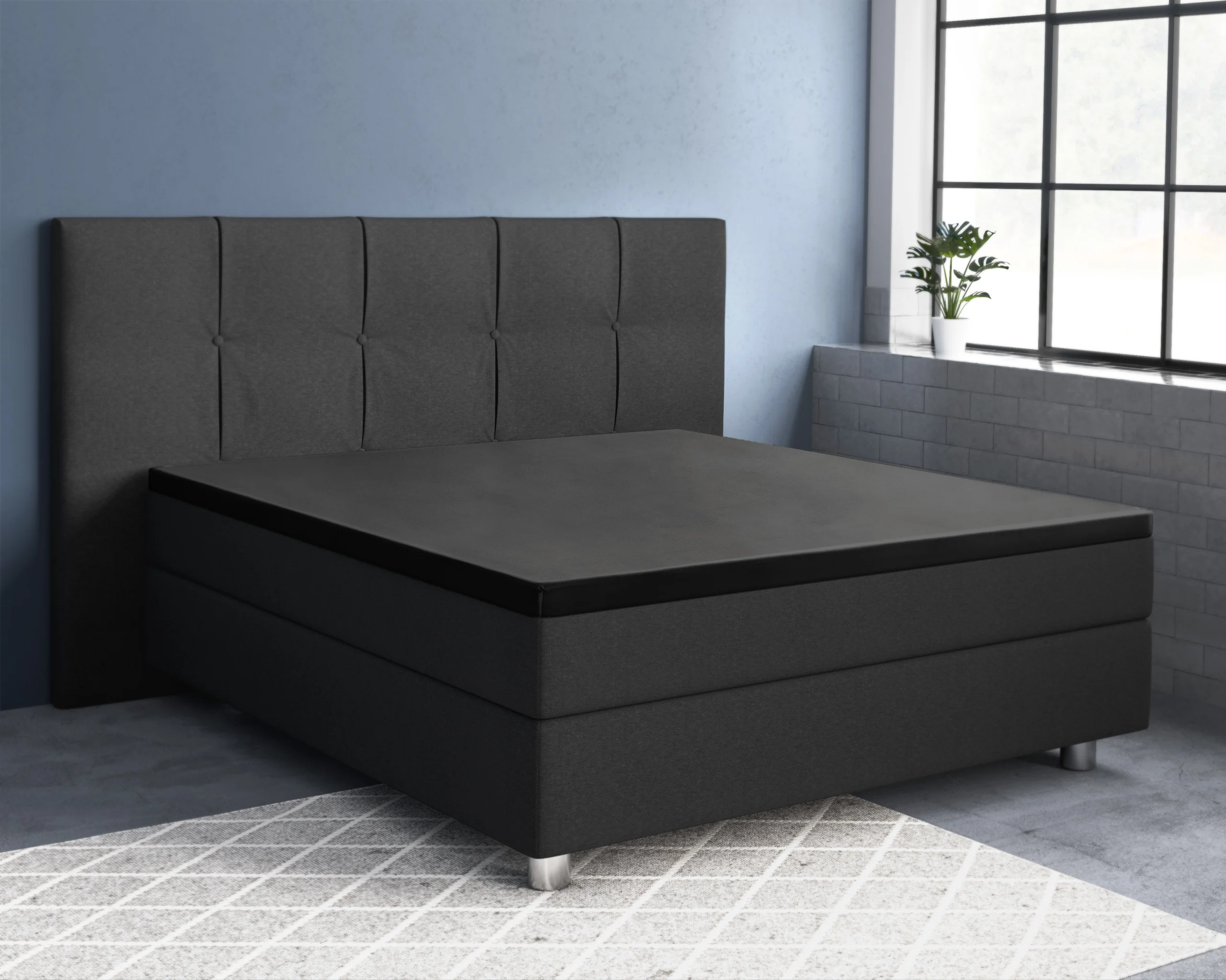 Primaviera Deluxe Topper Satijn Hoeslaken Zwart 90 x 220 cm