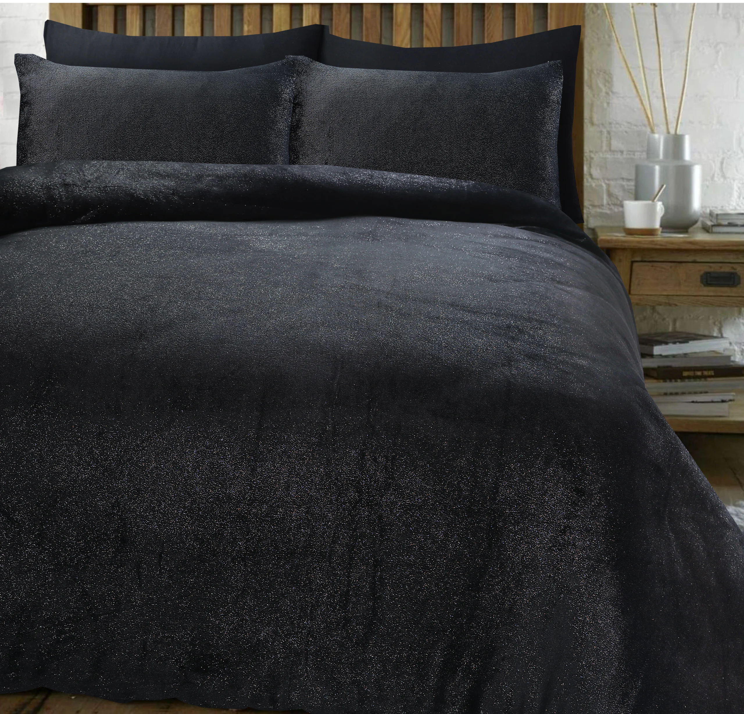 Sleeptime Glamour Flanel Deco Foil Zwart 200 x 200/220 cm - Afbeelding 2