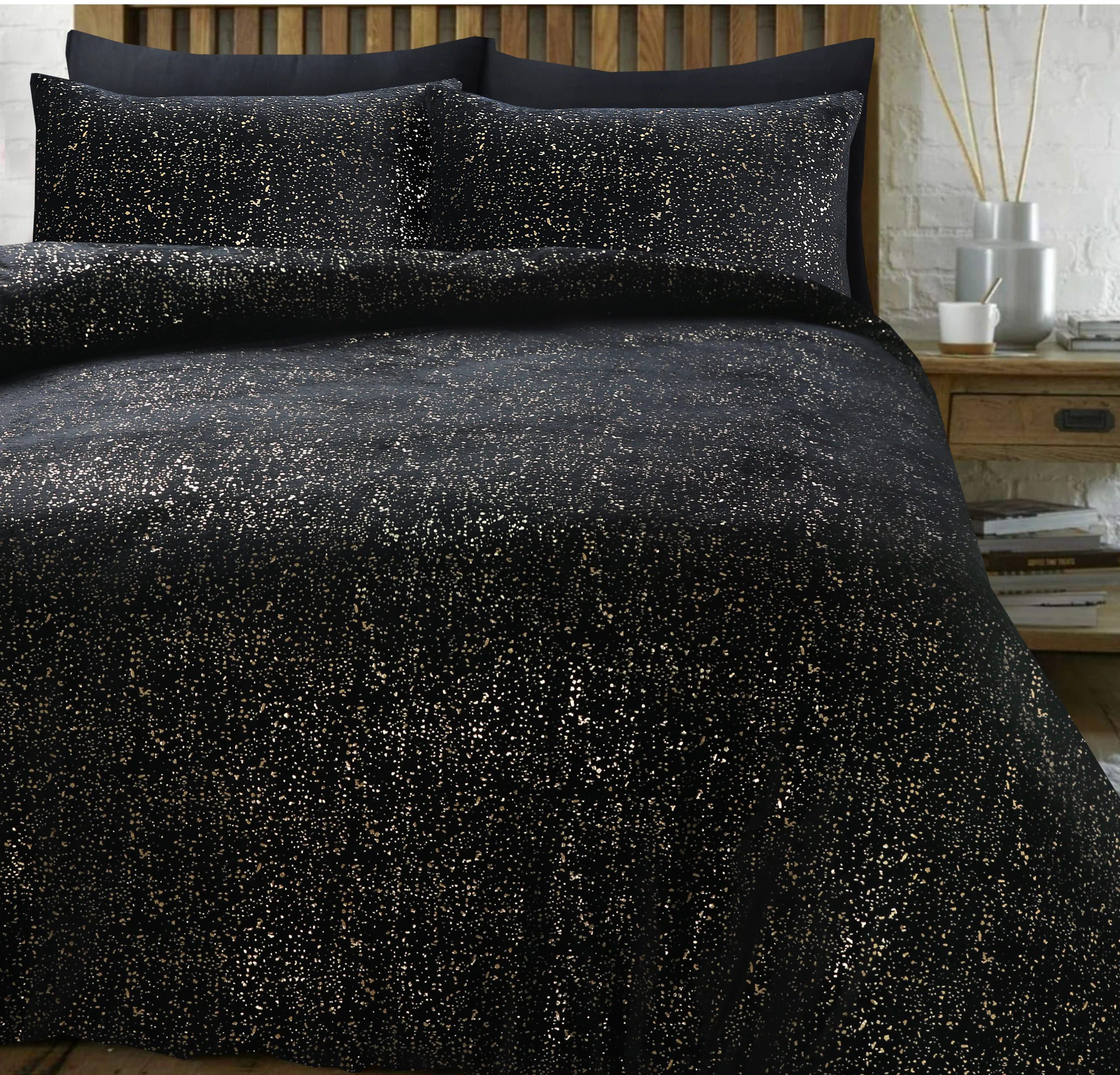 Sleeptime Glamour Flanel Sprankle Foil Zwart 140 x 200/220 cm - Afbeelding 2