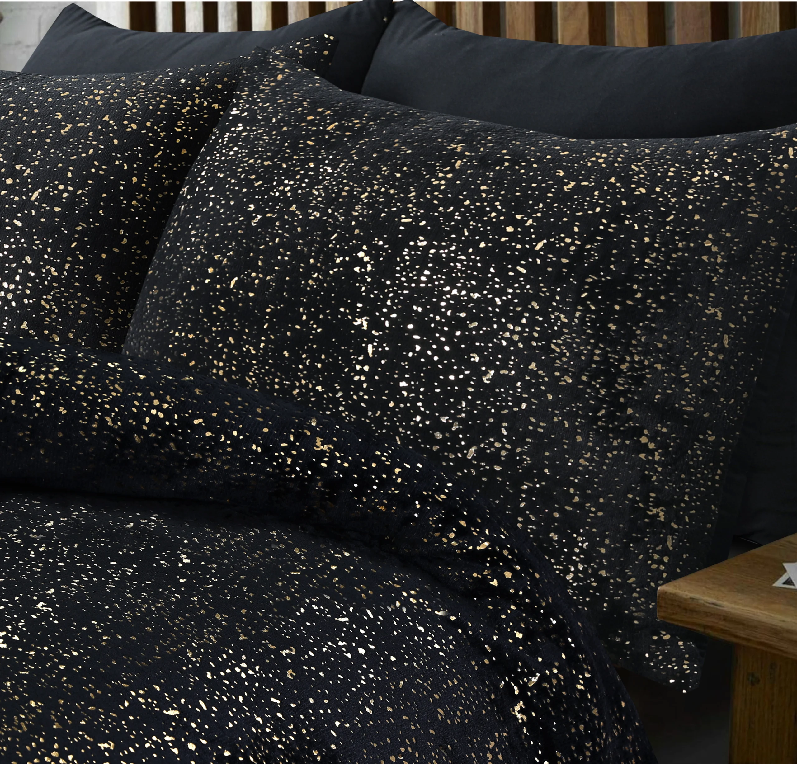 Sleeptime Glamour Flanel Sprankle Foil Zwart 200 x 200/220 cm - Afbeelding 3