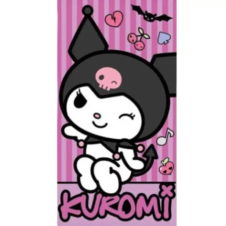 Kuromi strandlaken punk 70 x 140 cm polyester roze