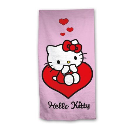 Hello Kitty Strandlaken Rood Hart - 70 x 140 cm - Polyester