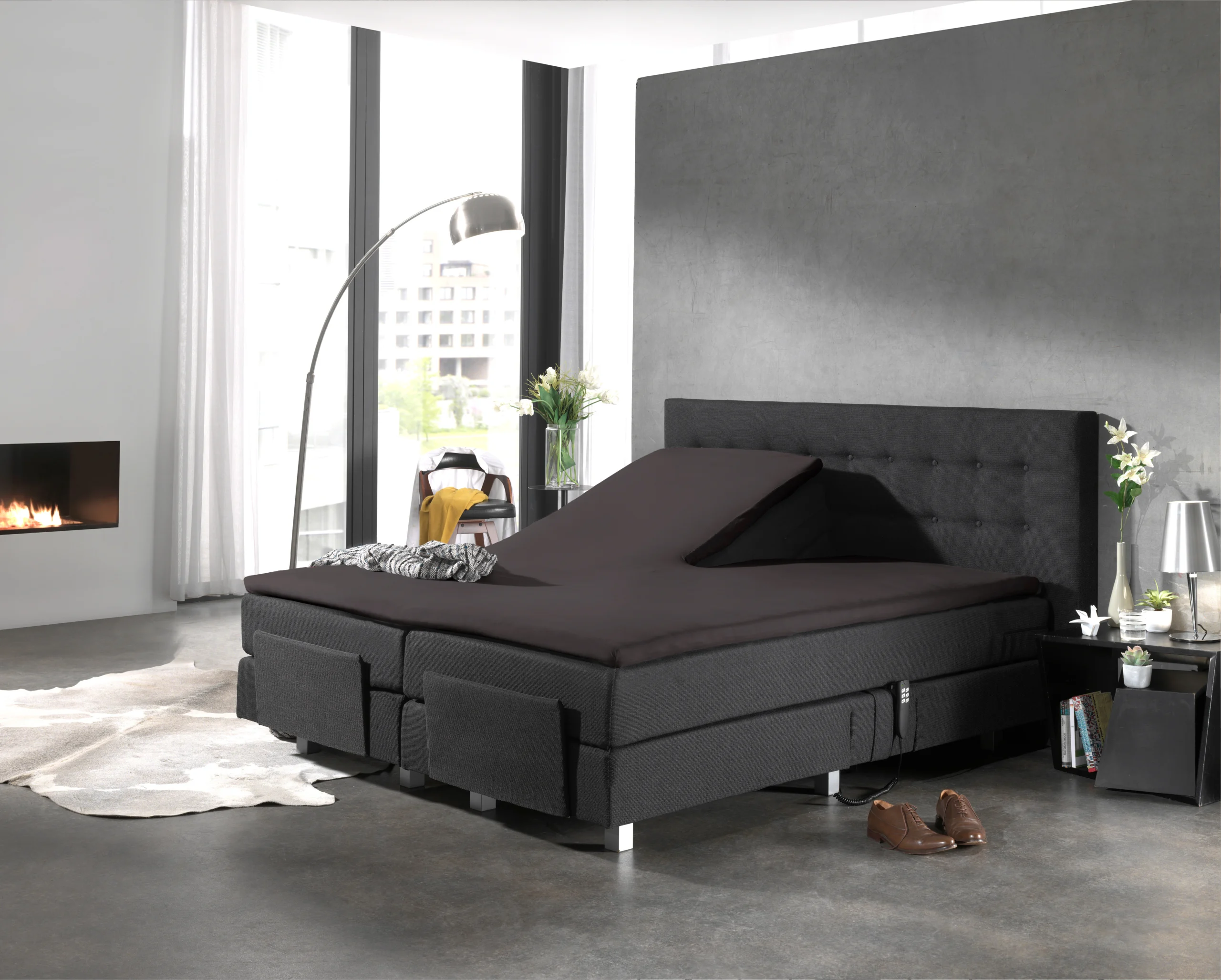 Dreamhouse Splittopper Katoen Hoeslaken Antraciet 180 x 200 cm