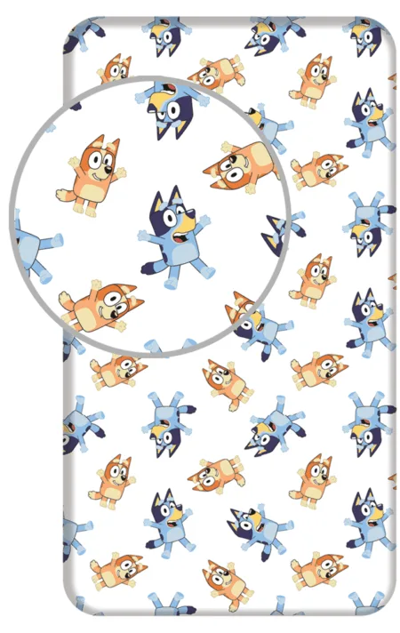 Bluey hoeslaken Bluey en Bingo - Eenpersoons - 90 x 200 cm - Katoen