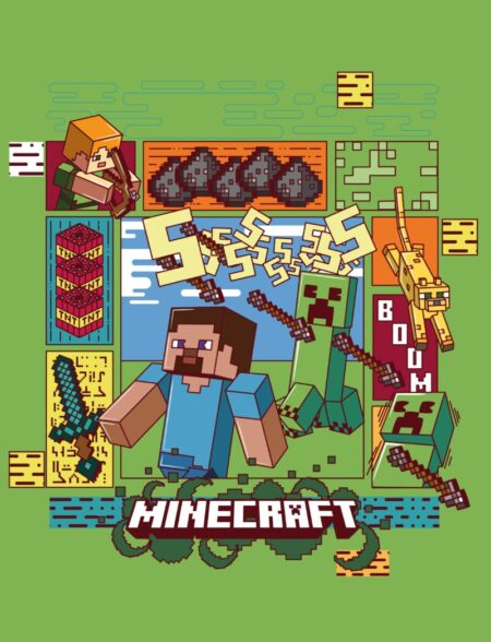Minecraft fleece deken Collage Groen 130 x 170 cm - polyester