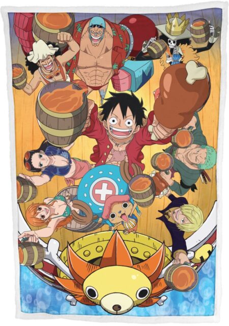 One Piece sherpa deken Strohoedbende Feest 100 x 150 cm - polyester