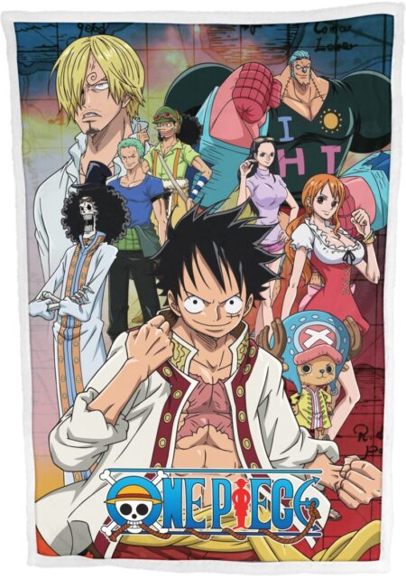 One Piece sherpa deken Strohoedbende Zeekaart 100 x 150 cm - polyester