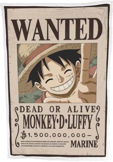 One Piece sherpa deken Wanted Luffy 100 x 150 cm - polyester