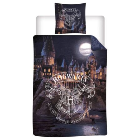 Harry Potter Dekbedovertrek Zweinstein bij Nacht - 140 x 200 cm - 65 x 65 cm - Polykatoen