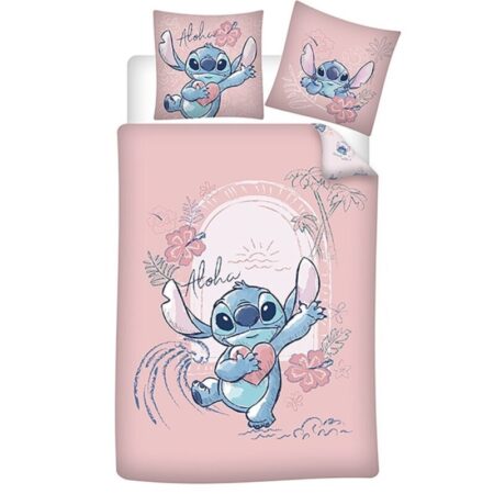 Lilo en Stitch Dekbedovertrek Aloha Roze - 135 x 200 cm (Duitse maat) - 80 x 80 cm - 100% katoen