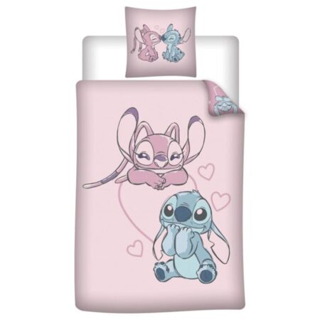 Lilo en Stitch Dekbedovertrek Angel Roze - 140 x 200 cm - 65 x 65 cm - Flanel